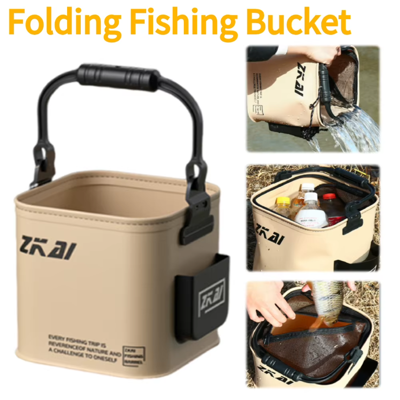 8L/13L Portable Fishing Water Pail Folding Fishing Bucket Handle Outdoor Bucket