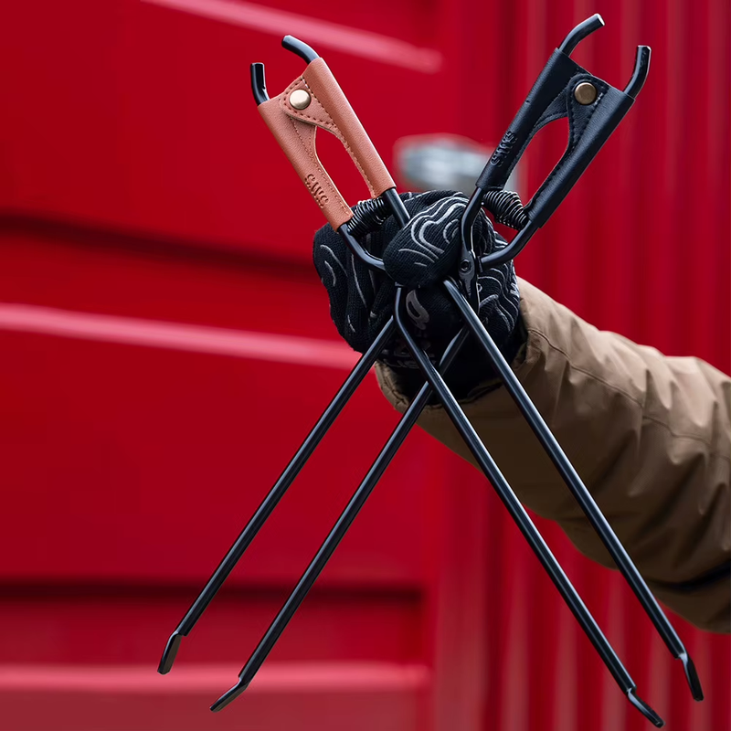 Barbecue Burning Tongs with Leather Cover BBQ Charcoal Clips Carbon Steel Bonfir