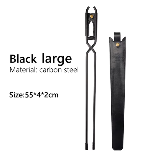 Barbecue Burning Tongs with Leather Cover BBQ Charcoal Clips Carbon Steel Bonfir