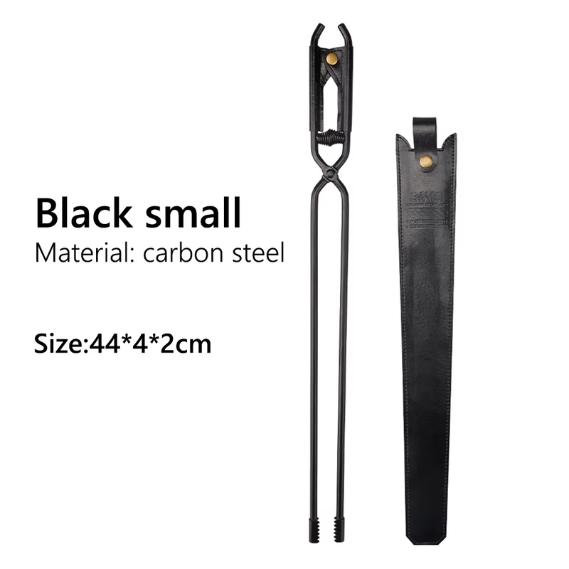 Barbecue Burning Tongs with Leather Cover BBQ Charcoal Clips Carbon Steel Bonfir