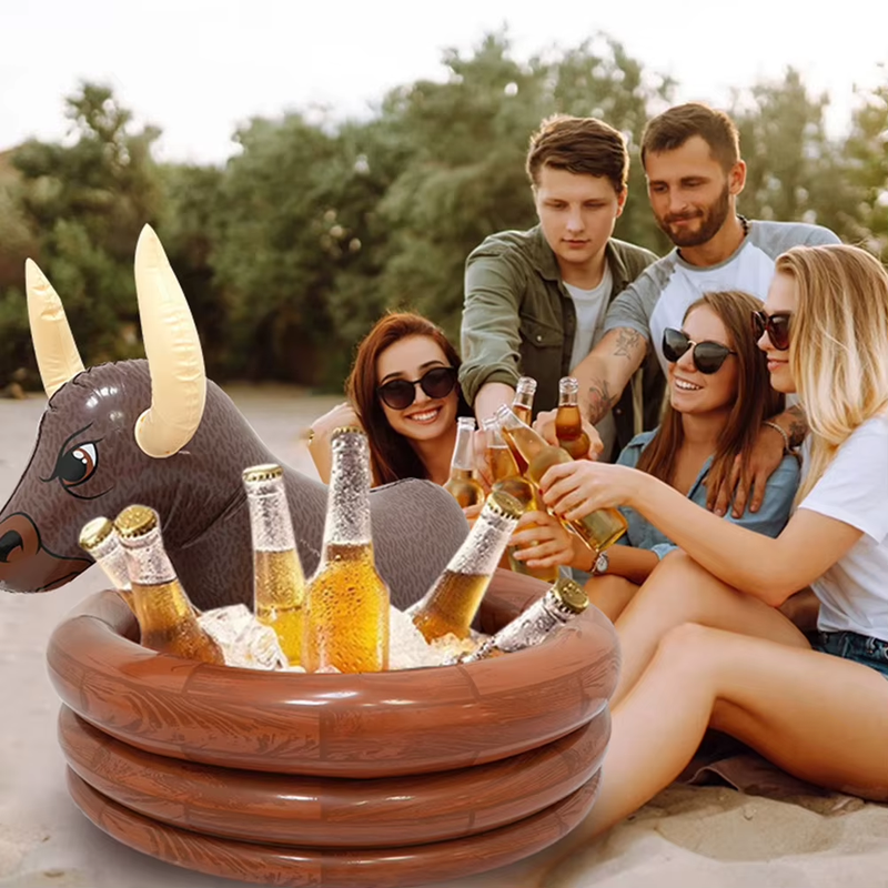 Inflatable Water Bull Cooler PVC Pool Inflatable Drinks Holder Multifunctional S