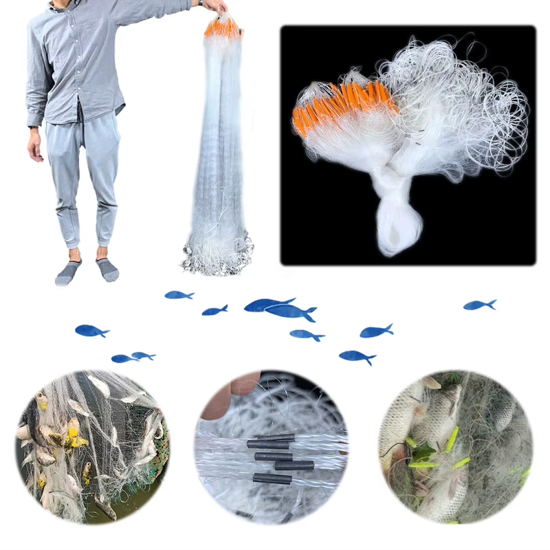 Fish Net Three Layers Floating Net Sticky Fishing Net Saltwater Fishing Cast Net