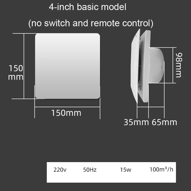 4/6 Inch High Speed Exhaust Fan Toilet Kitchen Bathroom Hanging Wall Window Vent