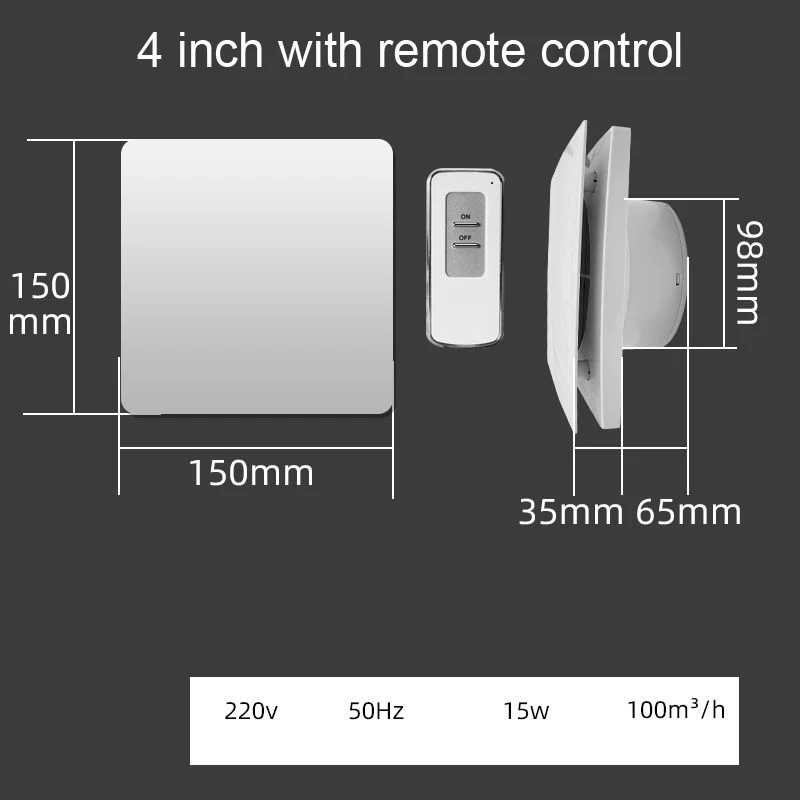 4/6 Inch High Speed Exhaust Fan Toilet Kitchen Bathroom Hanging Wall Window Vent