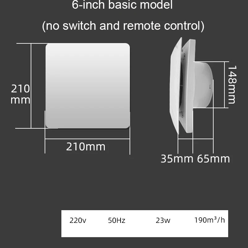 4/6 Inch High Speed Exhaust Fan Toilet Kitchen Bathroom Hanging Wall Window Vent