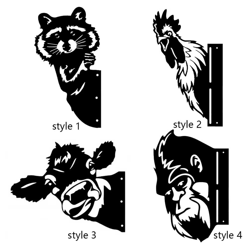 Animal Tree Steel Decorations Wear Resist Cute Animal Iron Silhouette Waterproof