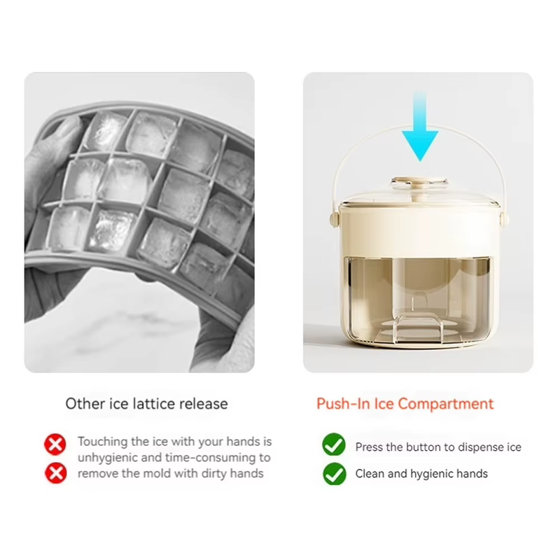 Ice Cube Tray Press Ice Box Double Layer Ice Cube Maker Box with Ice Storage Box