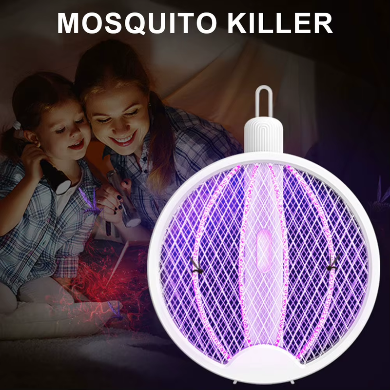 Foldable Bug Zapper Racket Rechargeable Electric Fly Swatter Safe Fly Killer and