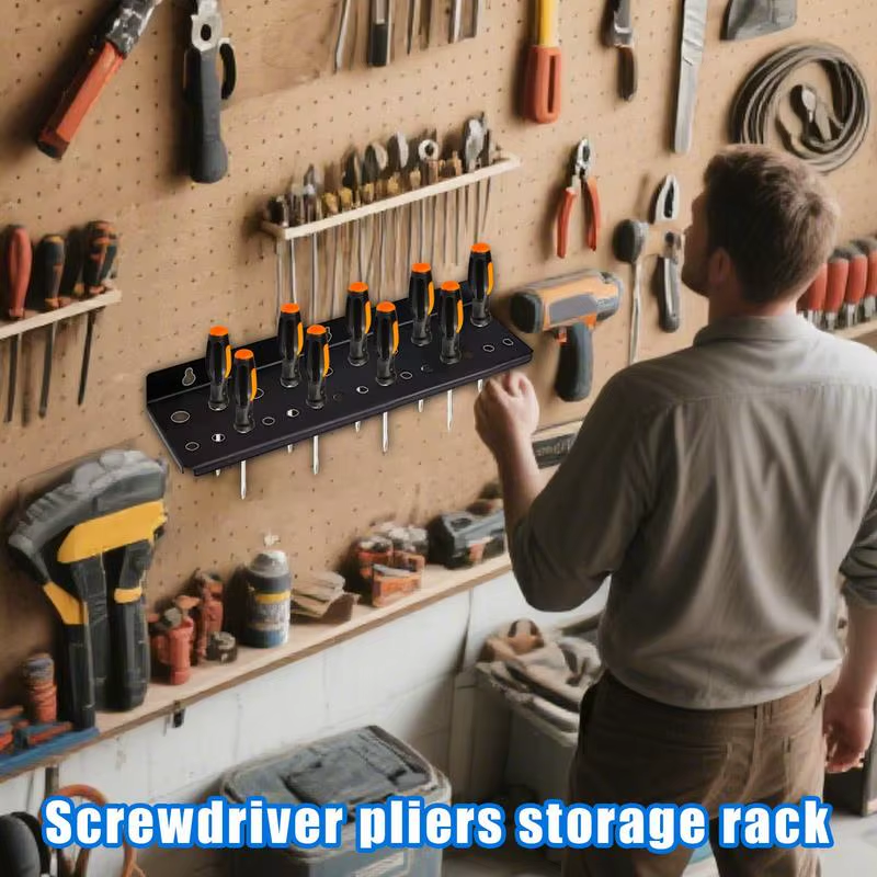 Screwdriver Rack Wall Mount Tool Storage Rack 25 Holes Utility Shelf Small Hand