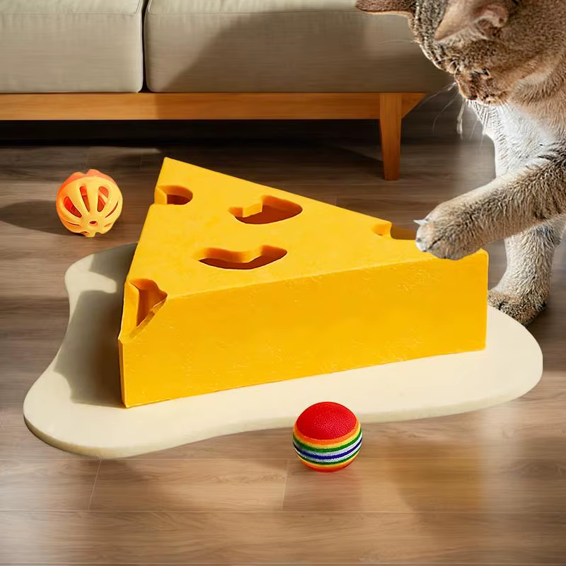 Cat Scratching Pads Kitten Scratching Post with Cheese Design Wear-Resistant Int