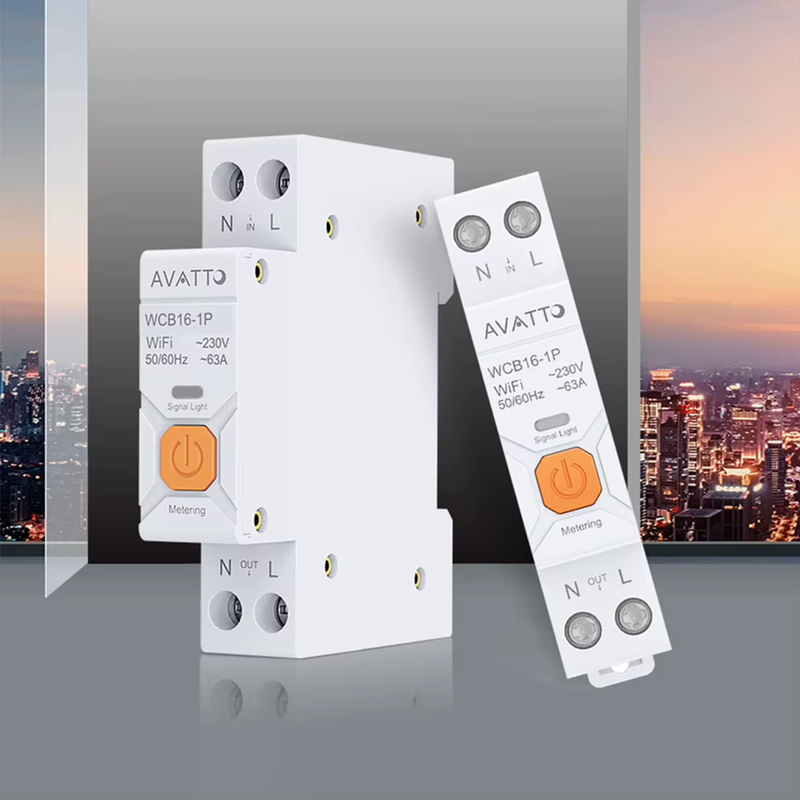 Wifi Smart Circuit Breaker Switches with Metering 1P+N 63A Home Circuit Breaker