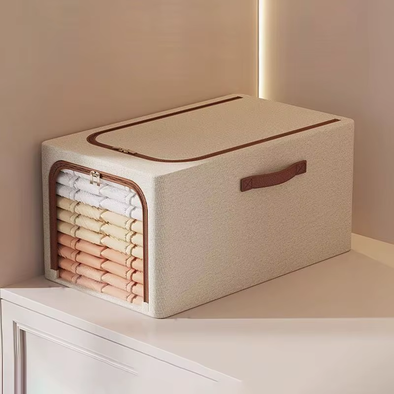 Fabric Storage Bins Clear Window Storage Boxes for Clothes Clear Window Double Z