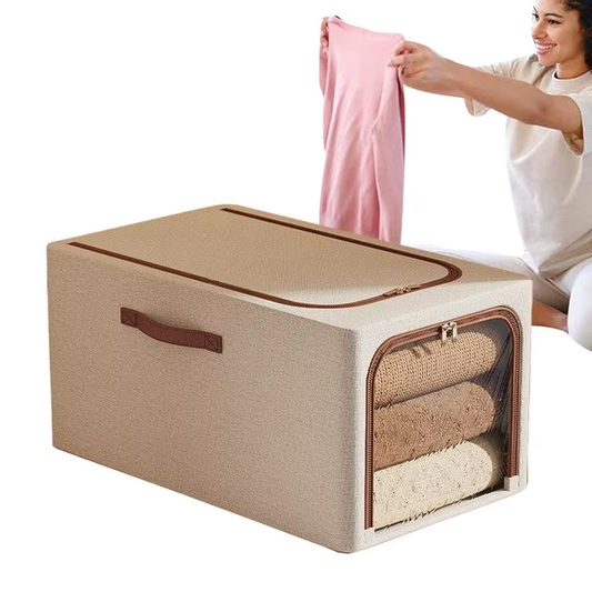 Fabric Storage Bins Clear Window Storage Boxes for Clothes Clear Window Double Z