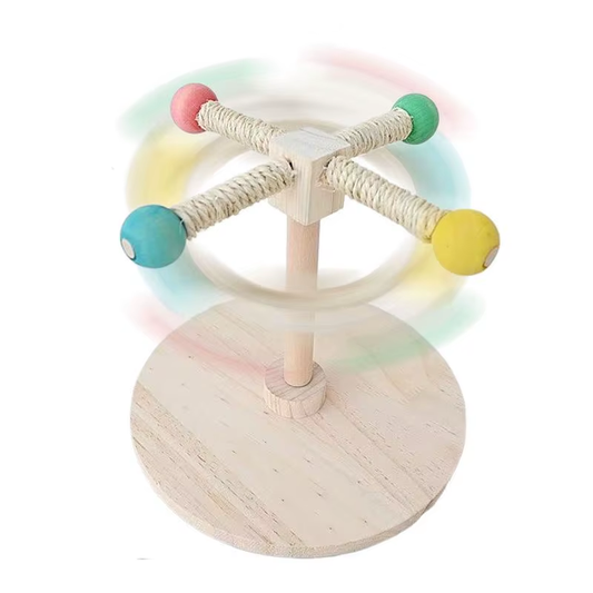 Bird Perch Toy Bird Cage Perch Stand Rotating Interactive Foraging Wooden Chewer