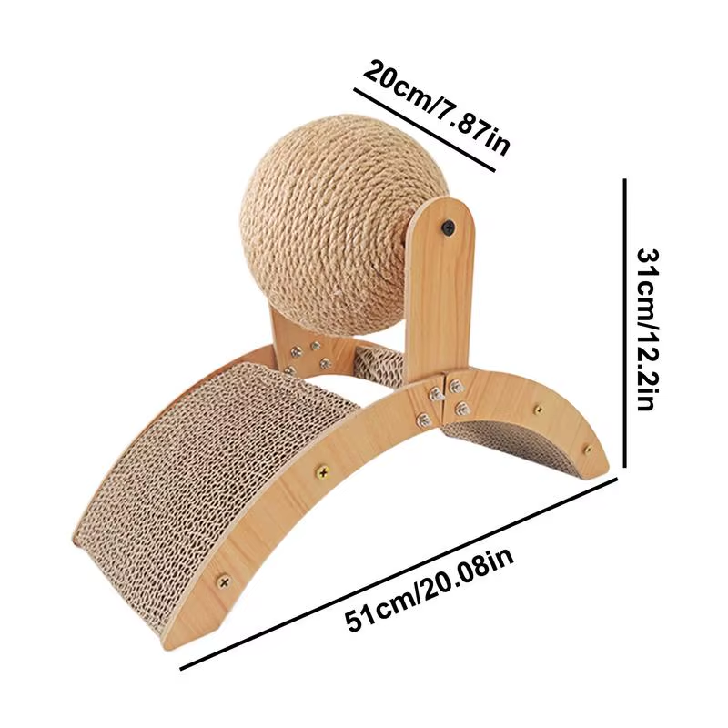 Cat Scratching Board Kitten Grinding Claw Toy Arch Bridge Sisal Scratcher Wooden