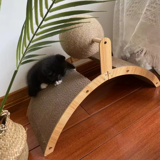 Cat Scratching Board Kitten Grinding Claw Toy Arch Bridge Sisal Scratcher Wooden
