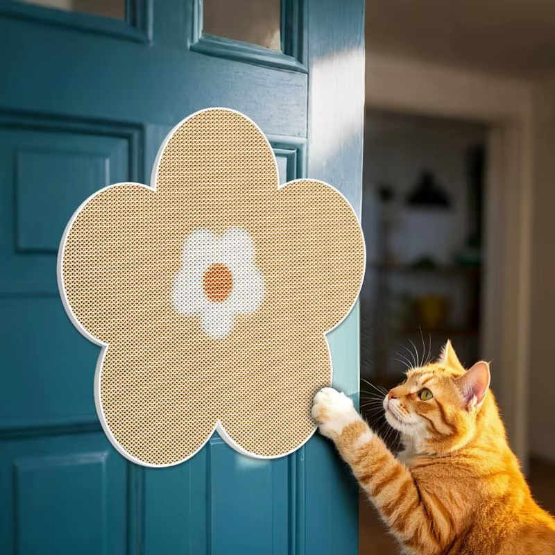 Cat Scratching Pad for Wall Kitten Floor Scratcher Mat Flower Shape Kitten Scrat