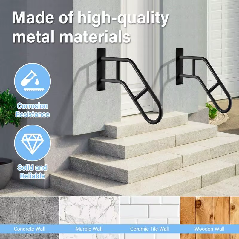 Handrails for Outdoor Steps Metal Grab Bars for Stairs Weatherproof Children Saf