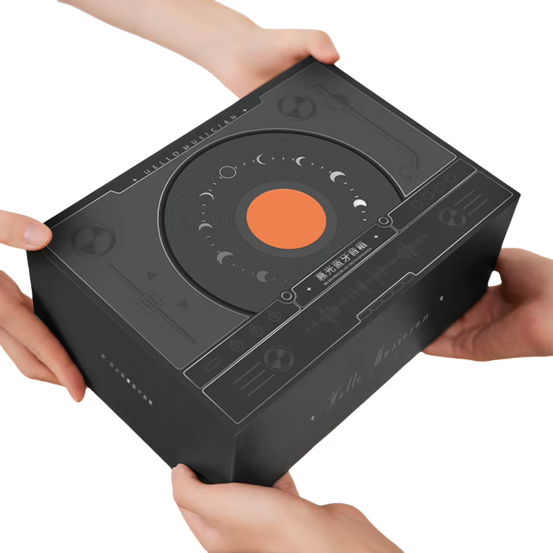 5W Bluetooth-Compatible 5.4 Speaker Vinyl Record Player HD Time/Date/Temperature