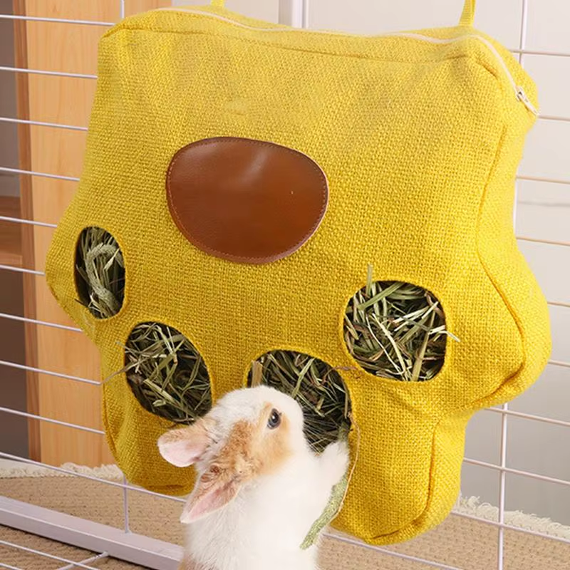 Hay Bag Hay Holder Bag for Small Animal 4-Hole Washable Snack Rack for Feeding C