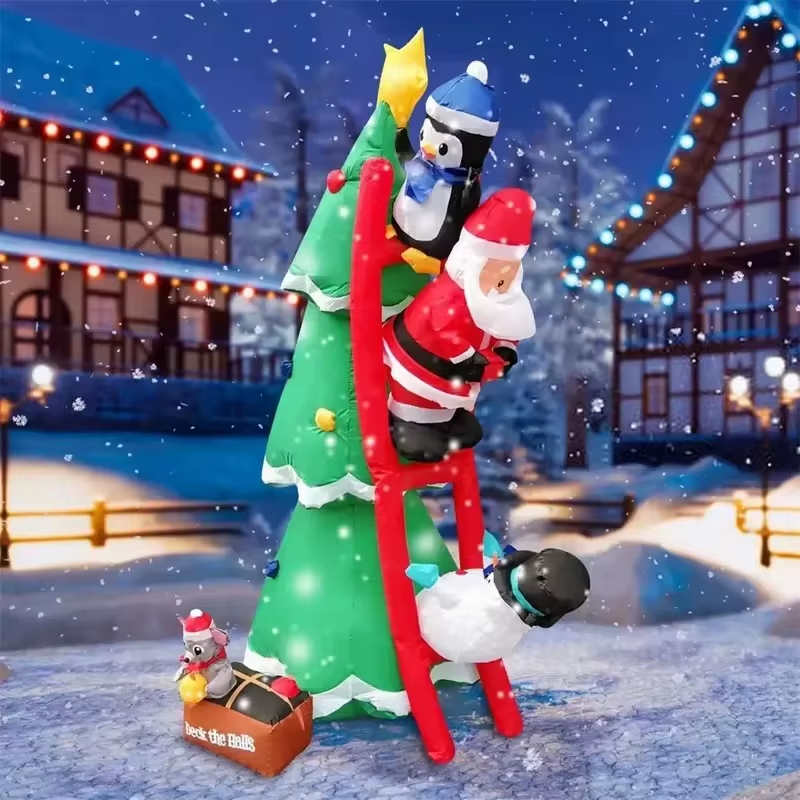 1.8M Christmas Tree Decoration Inflatable Toys Snowman Santa Claus Xmas Toy LED