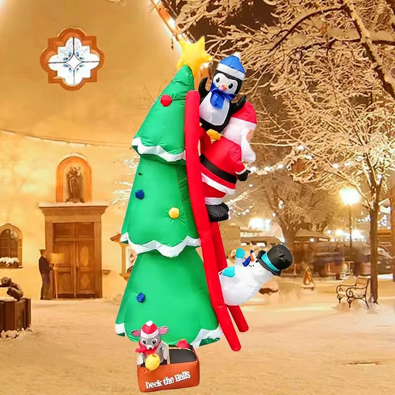 1.8M Christmas Tree Decoration Inflatable Toys Snowman Santa Claus Xmas Toy LED