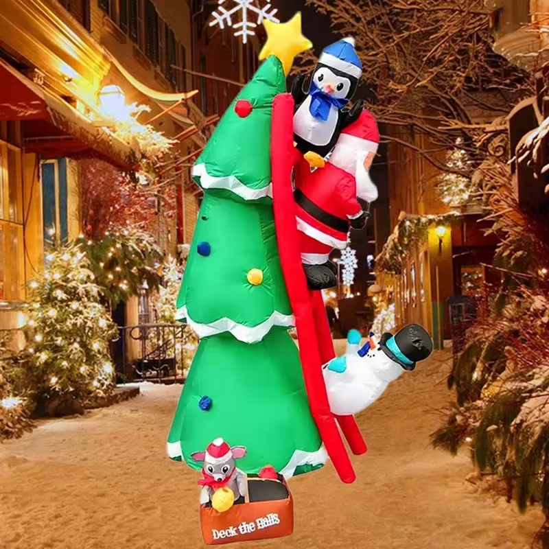 1.8M Christmas Tree Decoration Inflatable Toys Snowman Santa Claus Xmas Toy LED