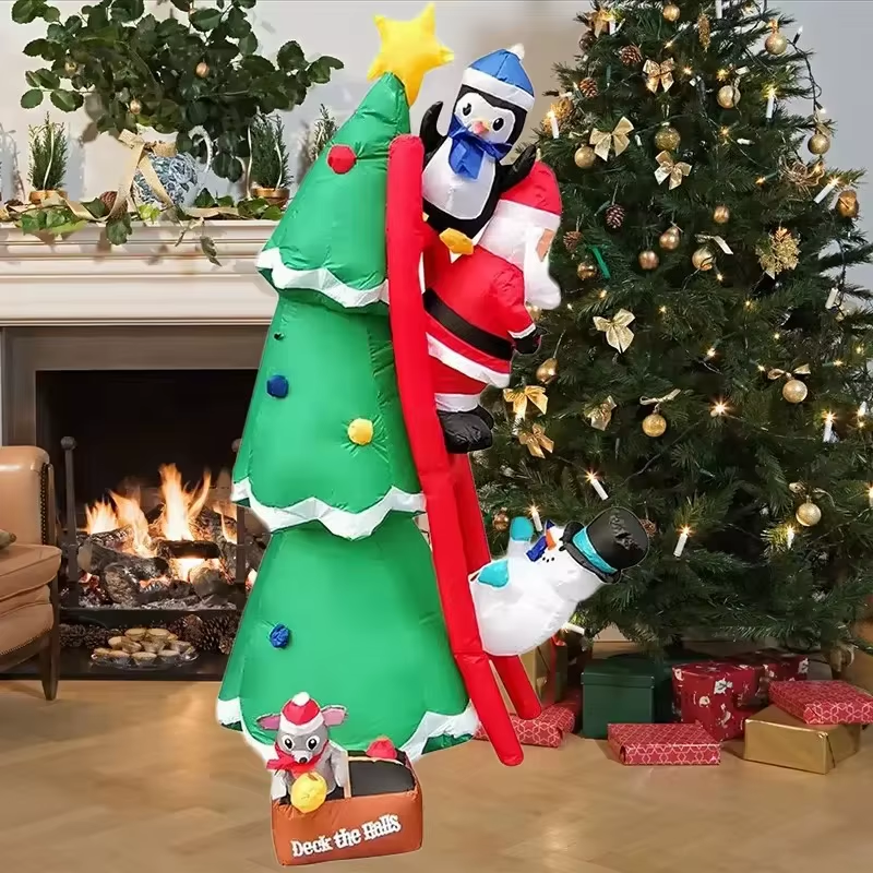 1.8M Christmas Tree Decoration Inflatable Toys Snowman Santa Claus Xmas Toy LED