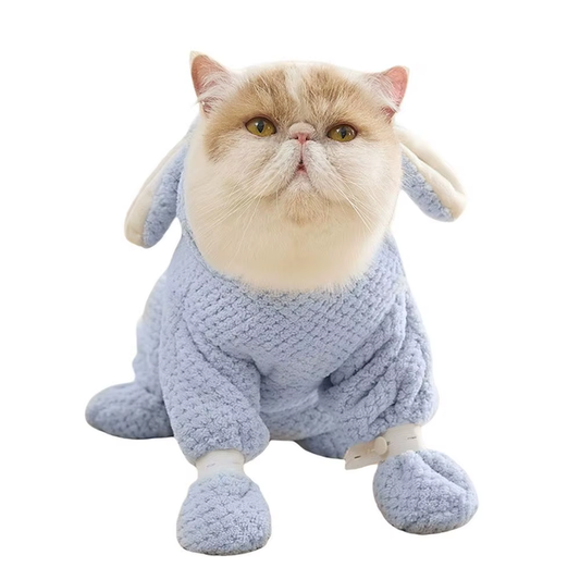 Dog Robe Coral Fleece Quick-Dry Dog Bath Towel with Zipper Design Cat Apparel &