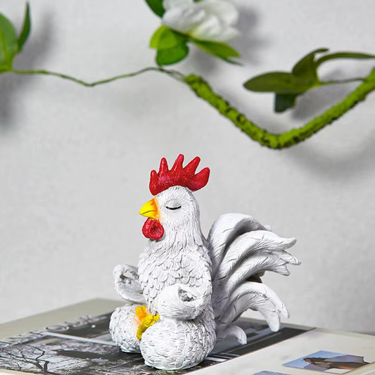 Rooster Figurine Yoga Chicken Decor Modern Art Sculpture Resin Animal Figurines