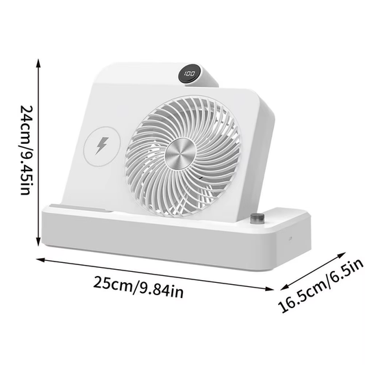 Small Table Fan Air Circulator Fan with Wireless Charger 100 Speed Adjustment Di