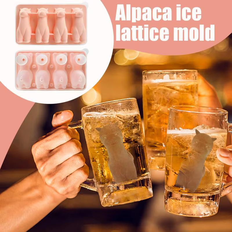 Fun Ice Molds Ice Maker Alpaca Shape 4 Cavity Silicone Candy Moulds Kitchen Tool