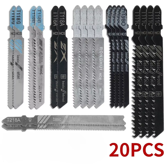 20 Pieces Jigsaw Blades Set T-Shaft HCS Assorted Jig Saw Blades for Wood Plastic