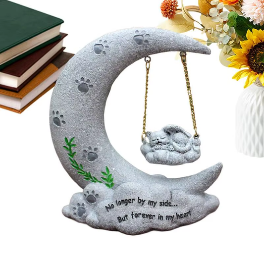 Cat Cemetery Decorations for Grave Sympathy Angel Cat Moon Memorial Statue Pet T